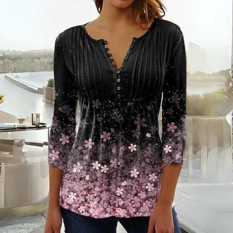 Blouse Femme à Manches Moyennes Fleurs