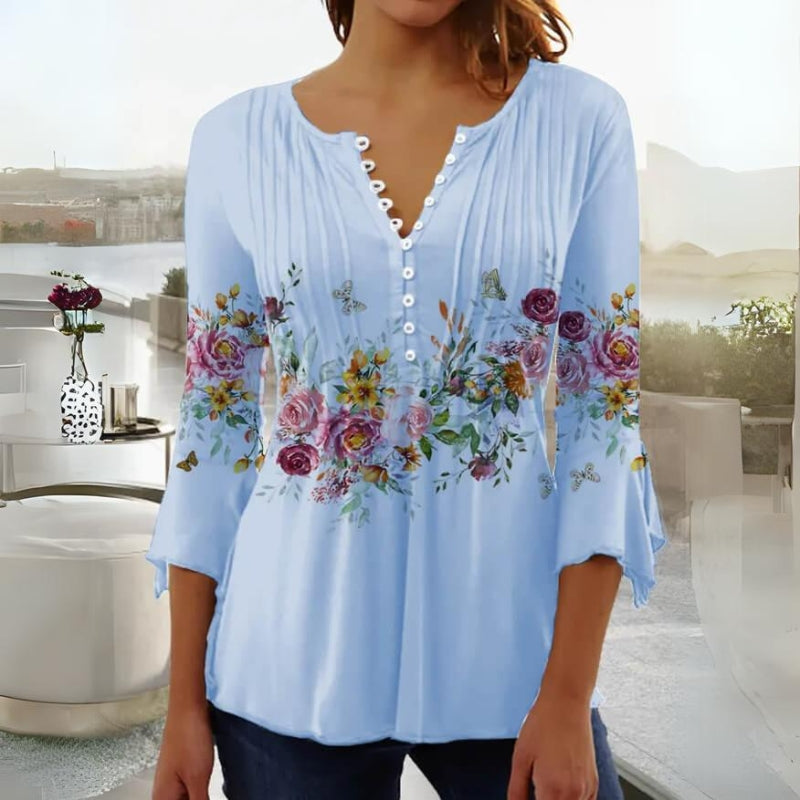Blouse Femme à Manches Moyennes Fleurs