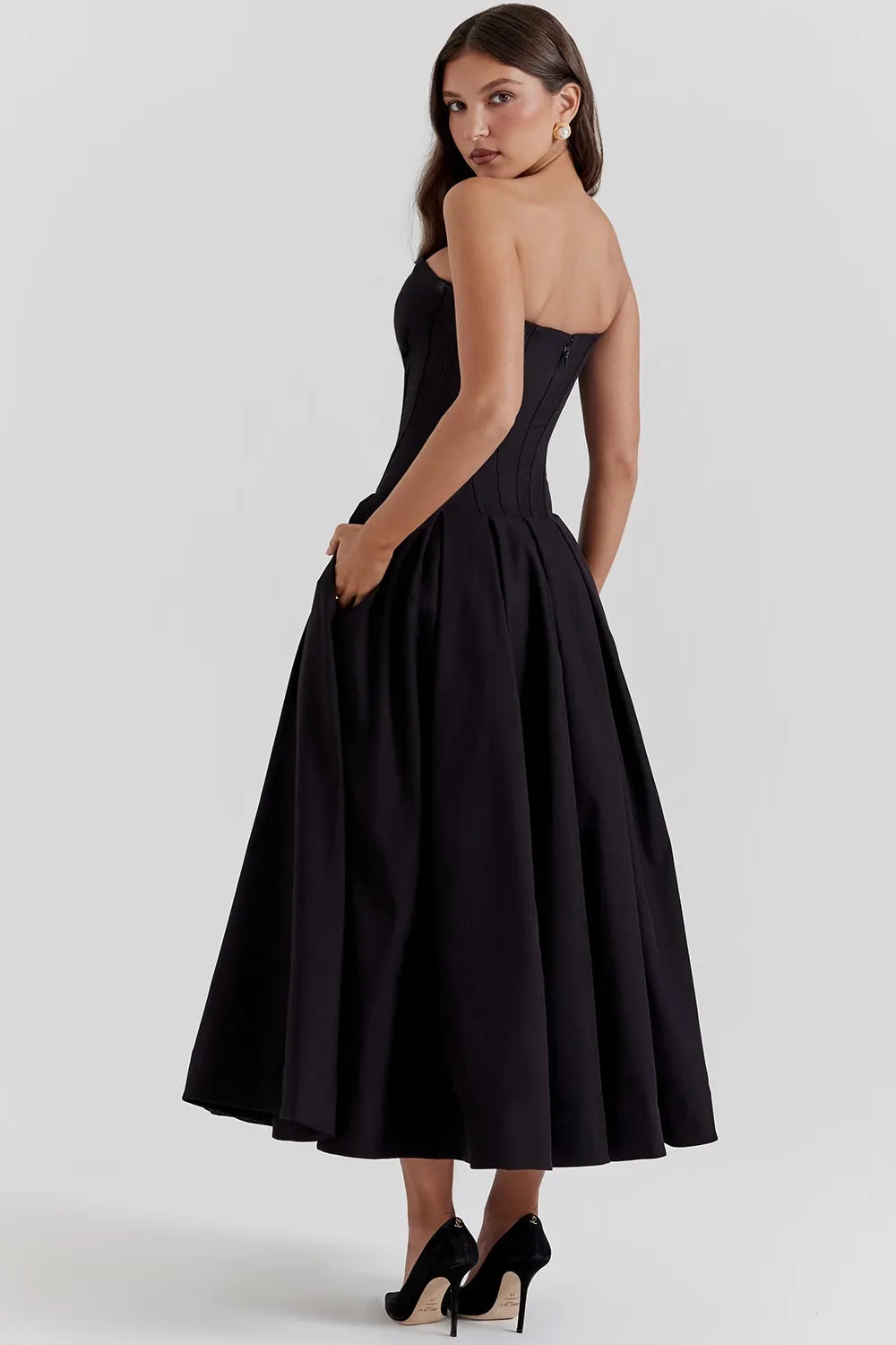 Robe Midi Bustier Noire « Lady »