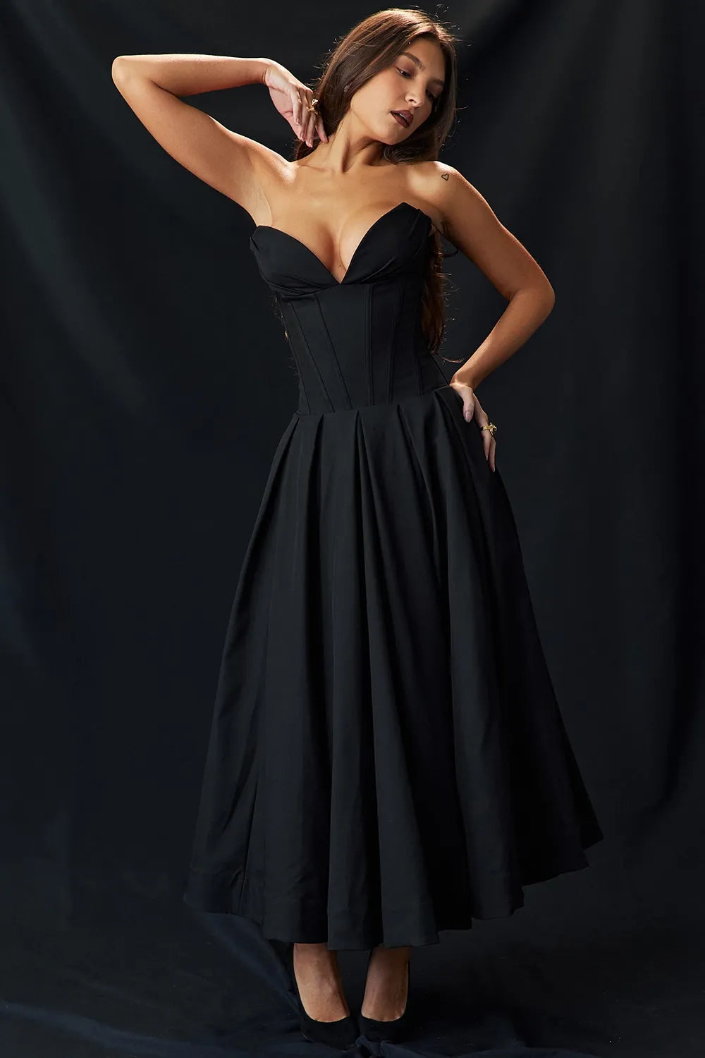 Robe Midi Bustier Noire « Lady » noir