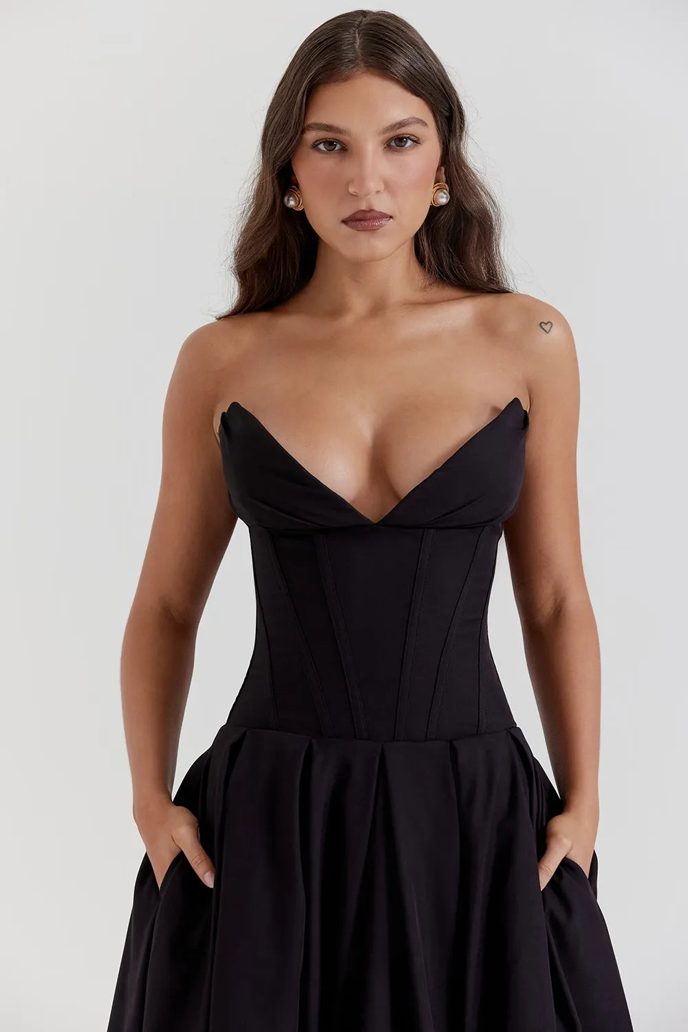 Robe Midi Bustier Noire « Lady »