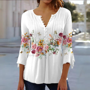 Blouse Femme à Manches Moyennes Fleurs
