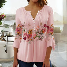 Blouse Femme à Manches Moyennes Fleurs