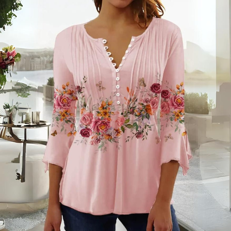 Blouse Femme à Manches Moyennes Fleurs