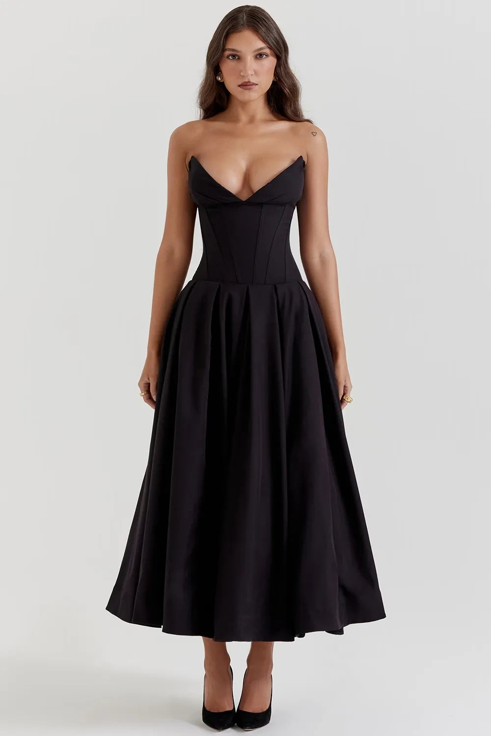 Robe Midi Bustier Noire « Lady »