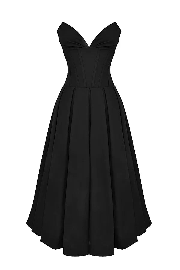 Robe Midi Bustier Noire « Lady »