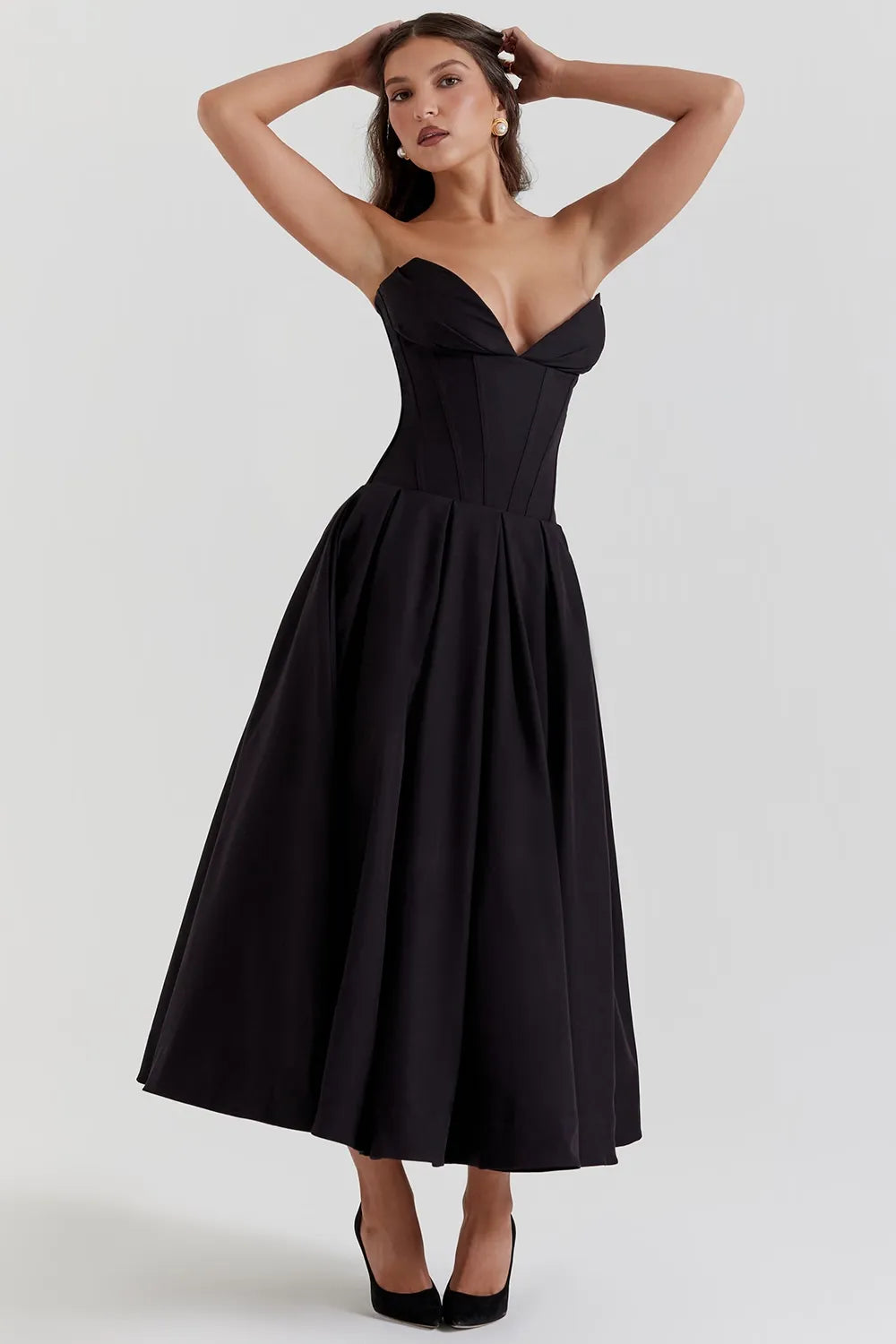 Robe Midi Bustier Noire « Lady »