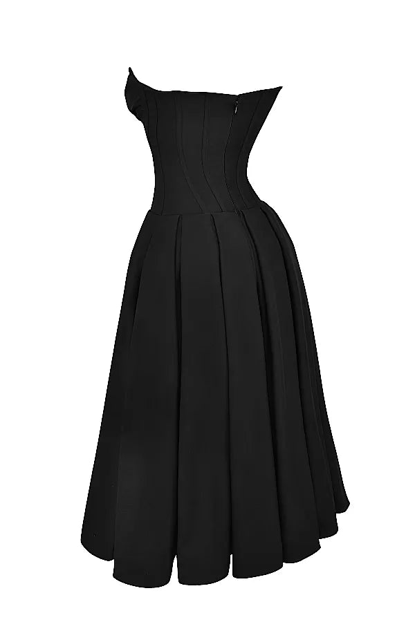 Robe Midi Bustier Noire « Lady » rouge