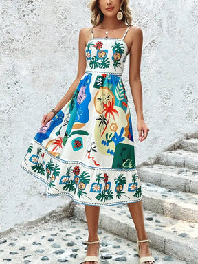 Robe Midi Tropicale Sophie – L’été, version haute couture